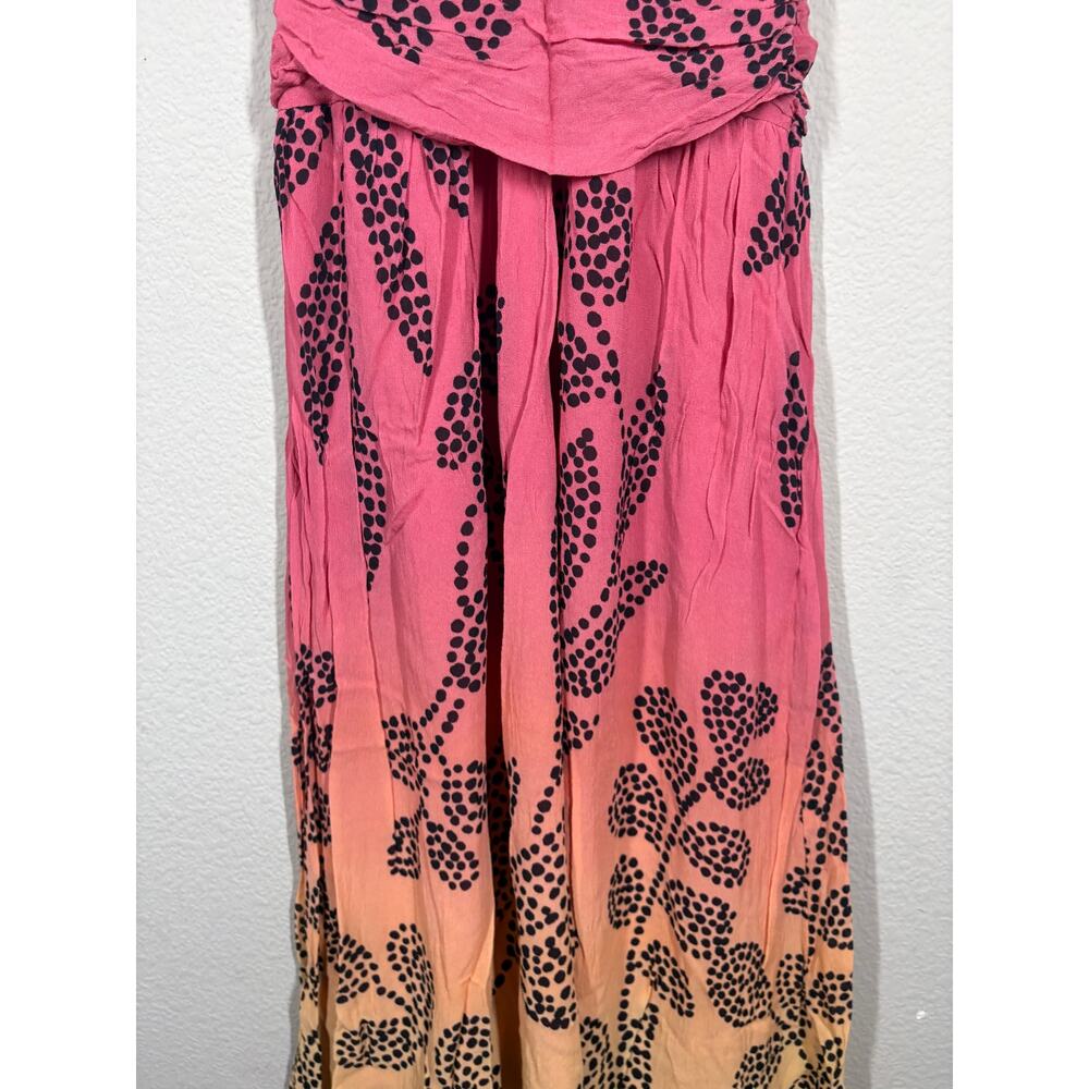 Verb by Pallavi Singhee Womens XXS Ombre Maxi Dress Pink Black Dotted Floral - Picture 5 of 11